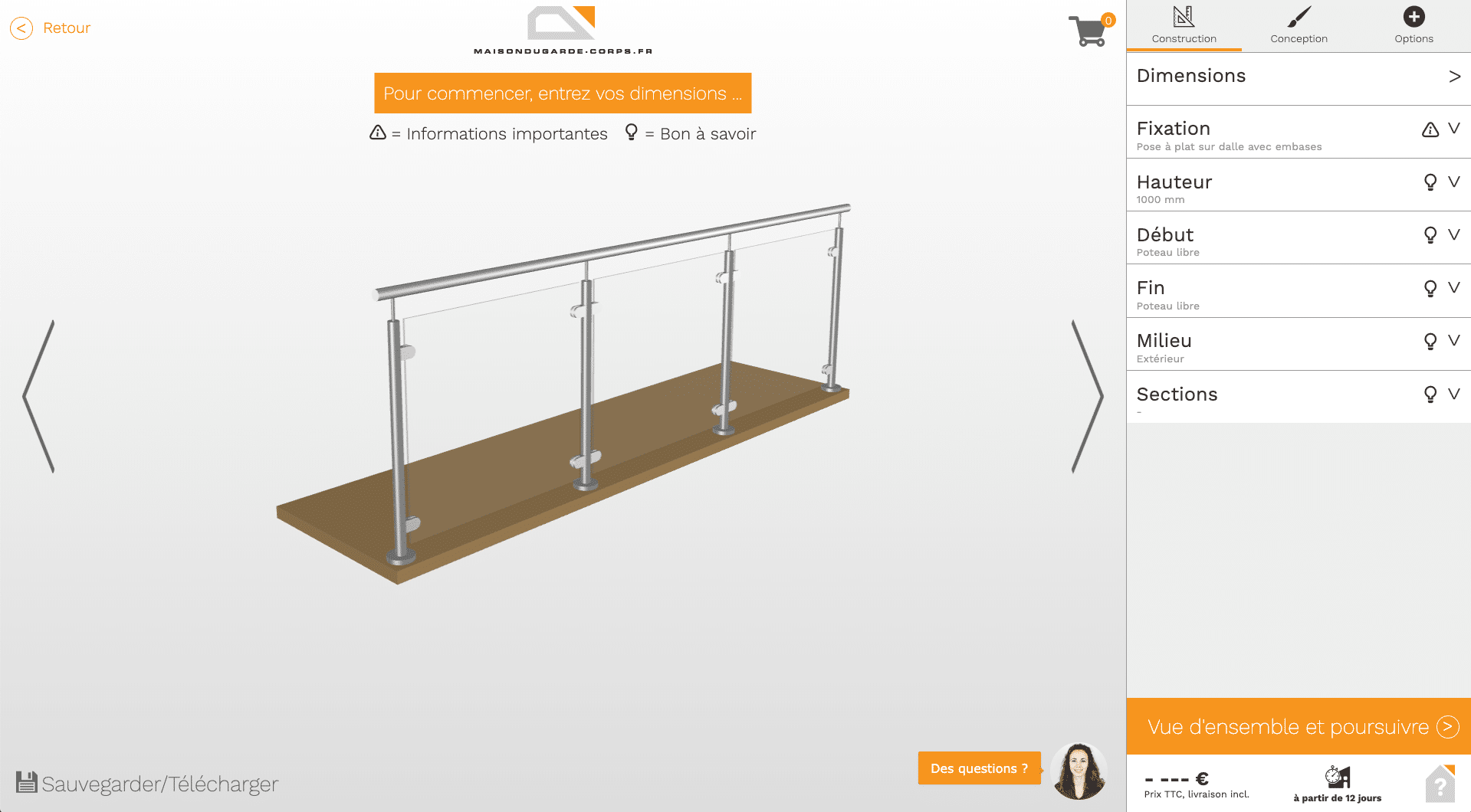 Capture d'écran du configurateur