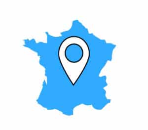 Illustration de la France avec un repère central, symbolisant une présence ou une activité géographique dans le pays.
